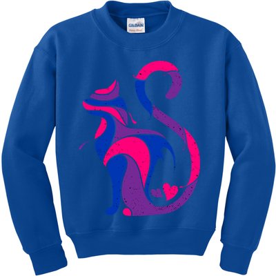 Bisexual Cat Lgbt Ally Support Cat Lover Pride Month Funny Gift Kids Sweatshirt