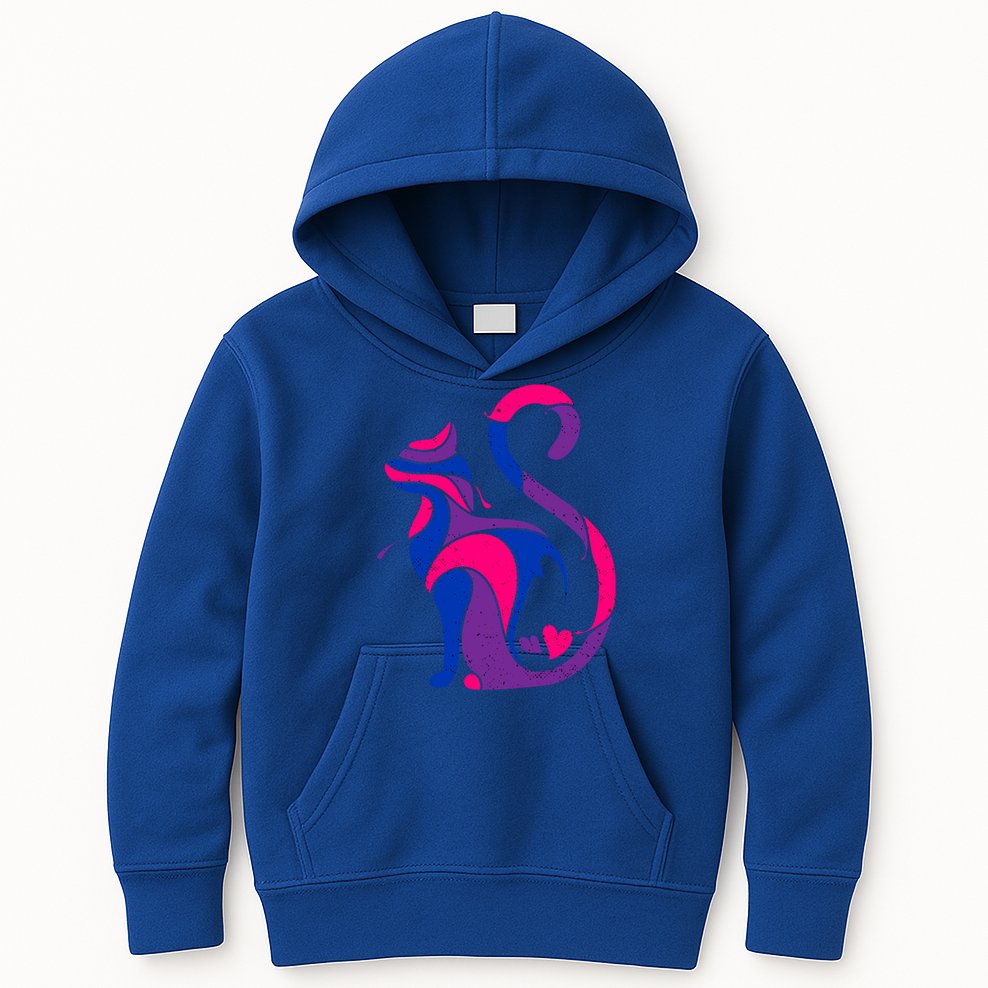 Bisexual Cat Lgbt Ally Support Cat Lover Pride Month Funny Gift Kids Hoodie