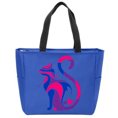 Bisexual Cat Lgbt Ally Support Cat Lover Pride Month Funny Gift Zip Tote Bag