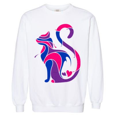 Bisexual Cat Lgbt Ally Support Cat Lover Pride Month Funny Gift Garment-Dyed Sweatshirt