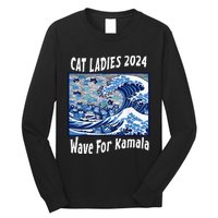 Blue Cat Ladies 2024 Wave For Kamala Funny Long Sleeve Shirt