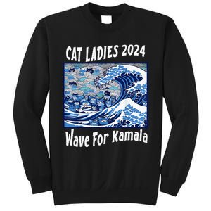 Blue Cat Ladies 2024 Wave For Kamala Funny Sweatshirt