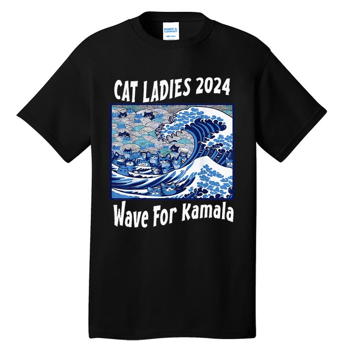 Blue Cat Ladies 2024 Wave For Kamala Funny Tall T-Shirt