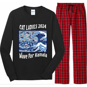 Blue Cat Ladies 2024 Wave For Kamala Funny Long Sleeve Pajama Set