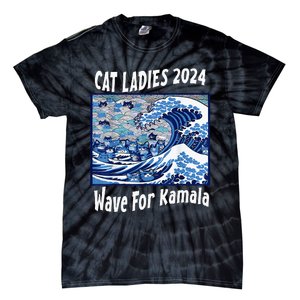 Blue Cat Ladies 2024 Wave For Kamala Funny Tie-Dye T-Shirt