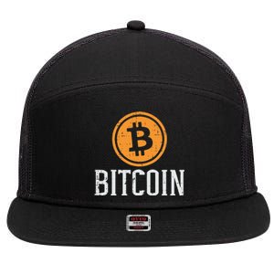 Bitcoin Coin Logo Btc Cyrpto Cryptocurrency Trader Women 7 Panel Mesh Trucker Snapback Hat