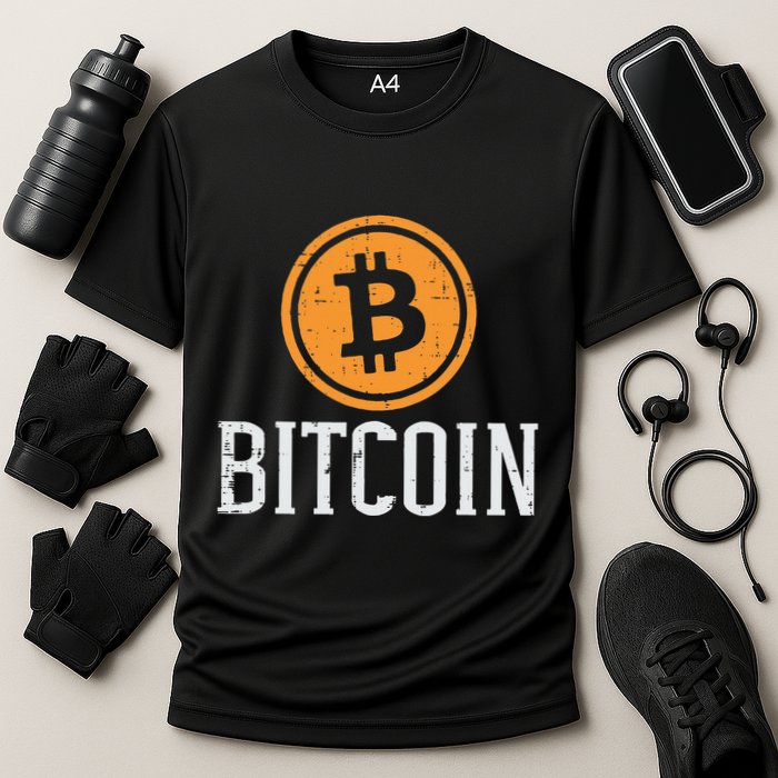 Bitcoin Coin Logo Btc Cyrpto Cryptocurrency Trader Women Cooling Performance Crew T-Shirt
