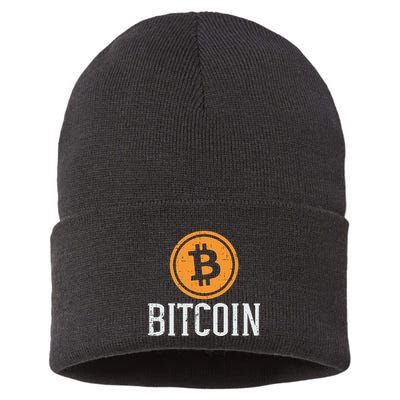 Bitcoin Coin Logo Btc Cyrpto Cryptocurrency Trader Women Sustainable Knit Beanie