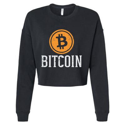 Bitcoin Coin Logo Btc Cyrpto Cryptocurrency Trader Women Cropped Pullover Crew