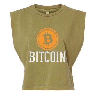 Bitcoin Coin Logo Btc Cyrpto Cryptocurrency Trader Women Garment-Dyed Women's Muscle Tee