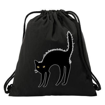 Black Cat Lover Gift Drawstring Bag