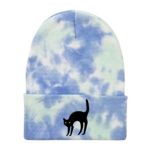 Black Cat Lover Gift Tie Dye 12in Knit Beanie