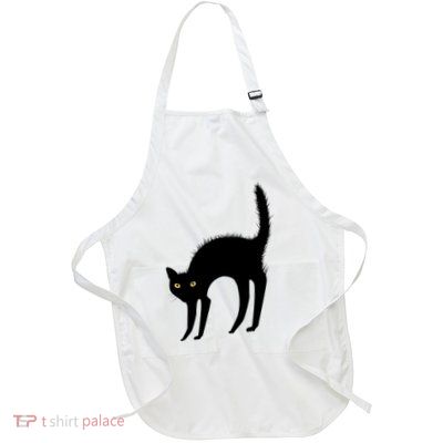 Black Cat Lover Gift Full-Length Apron With Pockets