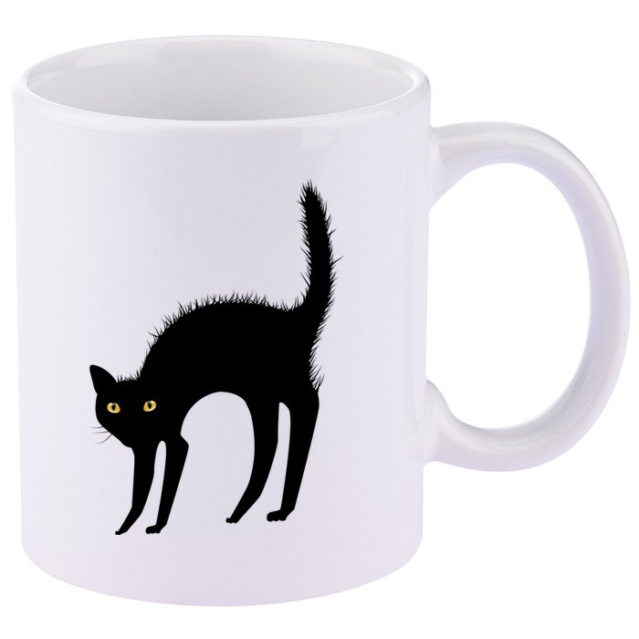 Black Cat Lover Gift 11oz C Handle Ceramic Mug