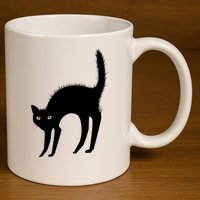 Black Cat Lover Gift 11oz C Handle Ceramic Mug