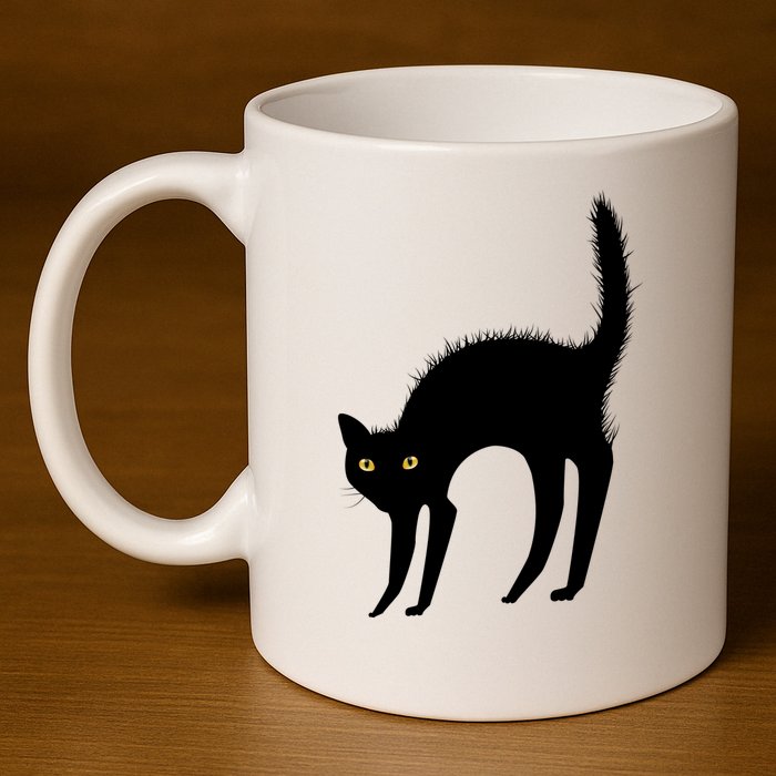 Black Cat Lover Gift 11oz C Handle Ceramic Mug