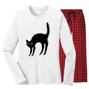 Black Cat Lover Gift Women's Long Sleeve Flannel Pajama Set 