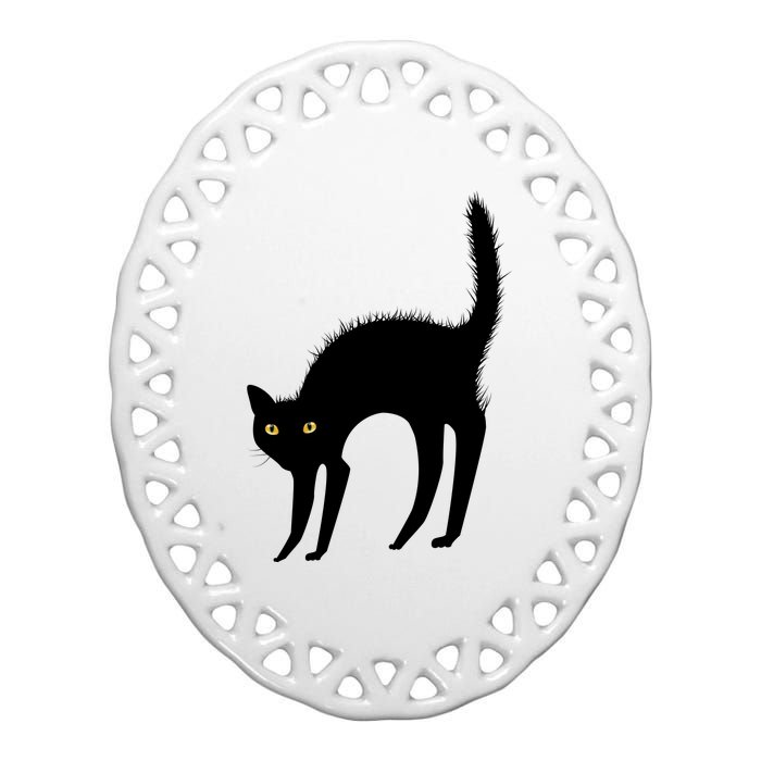 Black Cat Lover Gift Ceramic Oval Ornament