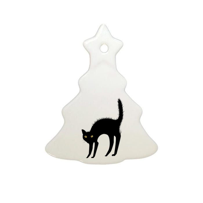 Black Cat Lover Gift Ceramic Tree Ornament