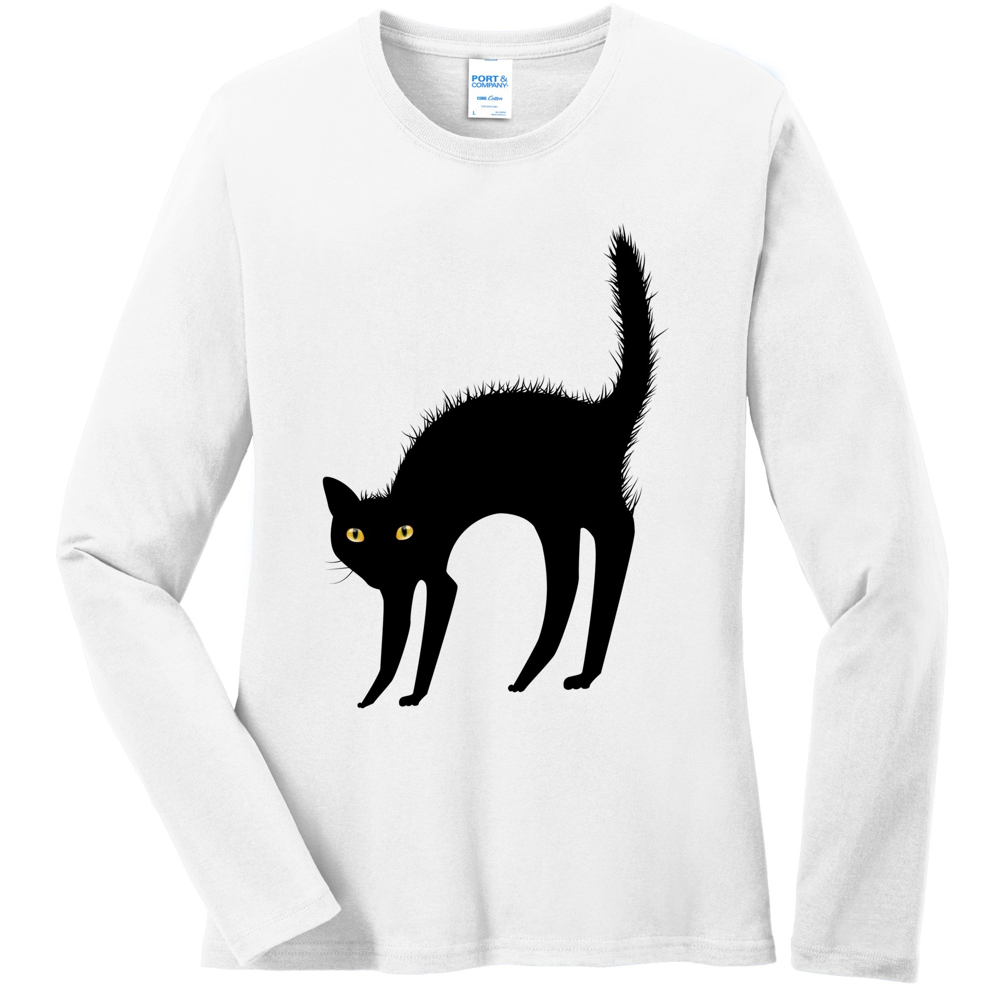 Black Cat Lover Gift Ladies Long Sleeve Shirt