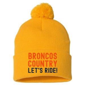 Broncos Country LetS Ride! Sports Team Fans Pom Pom 12in Knit Beanie