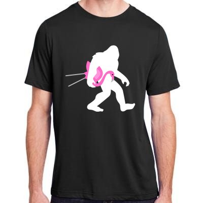 Bigfoot Carrying Lawn Flamingo Funny Sasquatch Gift Adult ChromaSoft Performance T-Shirt