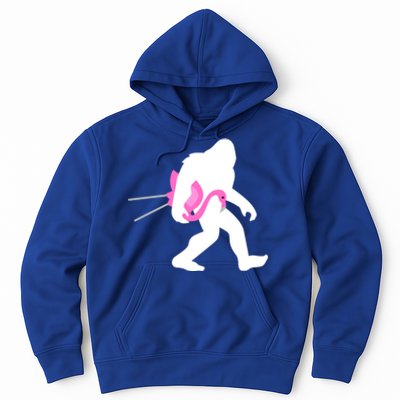 Bigfoot Carrying Lawn Flamingo Funny Sasquatch Gift Hoodie