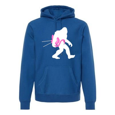 Bigfoot Carrying Lawn Flamingo Funny Sasquatch Gift Premium Hoodie