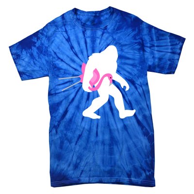 Bigfoot Carrying Lawn Flamingo Funny Sasquatch Gift Tie-Dye T-Shirt