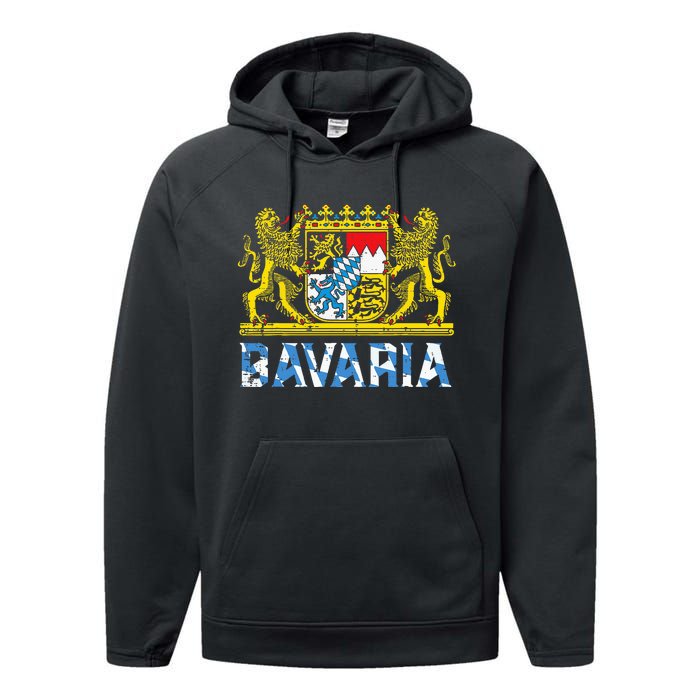 Bavaria Crest Lion Vintage German Oktoberfest Performance Fleece Hoodie