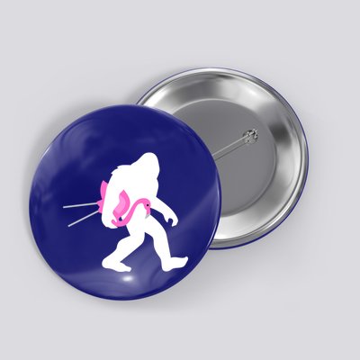 Bigfoot Carrying Lawn Flamingo Funny Sasquatch Gift Great Gift Button
