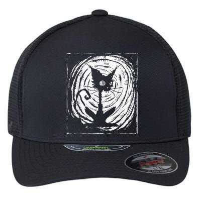 Black Cat Lazy Halloween Costume Scary Creepy Flexfit Unipanel Trucker Cap