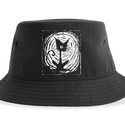 Black Cat Lazy Halloween Costume Scary Creepy Sustainable Bucket Hat