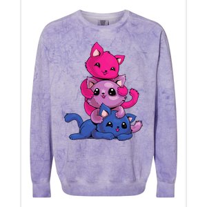 Bisexual Cat LGBT Kawaii Anime Kitten Bi Pride Flag Colorblast Crewneck Sweatshirt