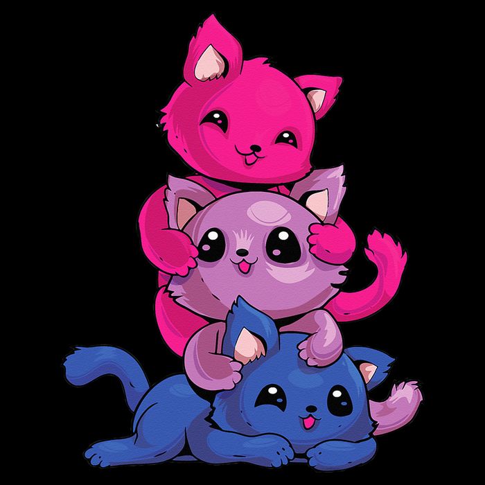 Bisexual Cat LGBT Kawaii Anime Kitten Bi Pride Flag Stripe Pom Pom Beanie