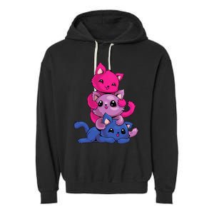 Bisexual Cat LGBT Kawaii Anime Kitten Bi Pride Flag Garment-Dyed Fleece Hoodie