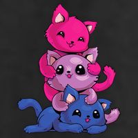 Bisexual Cat LGBT Kawaii Anime Kitten Bi Pride Flag 7 Panel Mesh Trucker Snapback Hat
