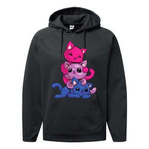 Bisexual Cat LGBT Kawaii Anime Kitten Bi Pride Flag Performance Fleece Hoodie