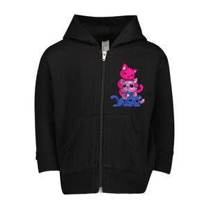 Bisexual Cat LGBT Kawaii Anime Kitten Bi Pride Flag Toddler Zip Fleece Hoodie