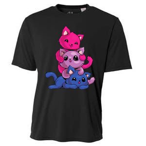 Bisexual Cat LGBT Kawaii Anime Kitten Bi Pride Flag Cooling Performance Crew T-Shirt