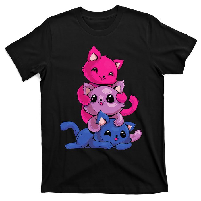 Bisexual Cat LGBT Kawaii Anime Kitten Bi Pride Flag T-Shirt