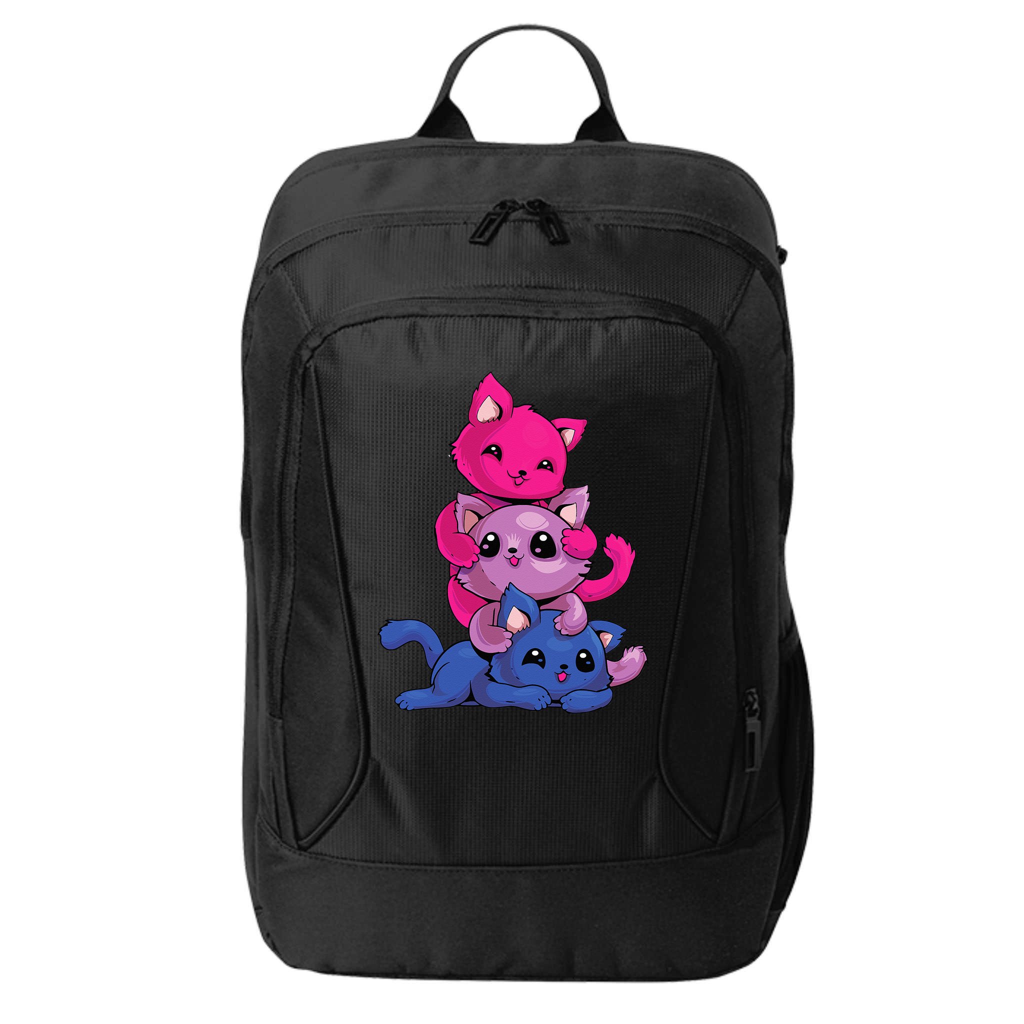Bisexual Cat LGBT Kawaii Anime Kitten Bi Pride Flag City Backpack