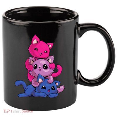 Bisexual Cat LGBT Kawaii Anime Kitten Bi Pride Flag 11oz C Handle Ceramic Mug