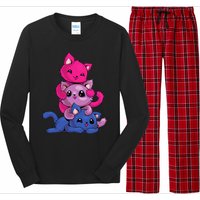 Bisexual Cat LGBT Kawaii Anime Kitten Bi Pride Flag Long Sleeve Pajama Set