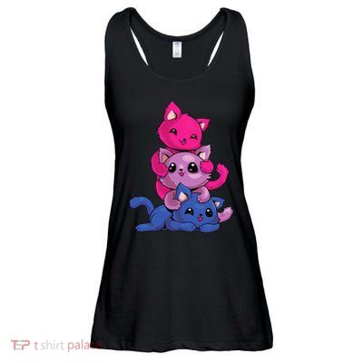 Bisexual Cat LGBT Kawaii Anime Kitten Bi Pride Flag Ladies Essential Flowy Tank