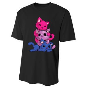 Bisexual Cat LGBT Kawaii Anime Kitten Bi Pride Flag Performance Sprint T-Shirt