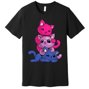 Bisexual Cat LGBT Kawaii Anime Kitten Bi Pride Flag Premium T-Shirt