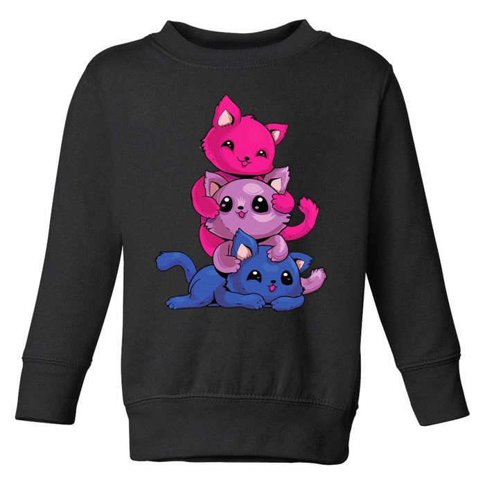 Bisexual Cat LGBT Kawaii Anime Kitten Bi Pride Flag Toddler Sweatshirt