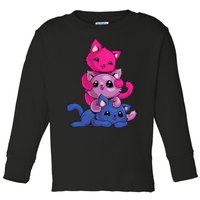 Bisexual Cat LGBT Kawaii Anime Kitten Bi Pride Flag Toddler Long Sleeve Shirt