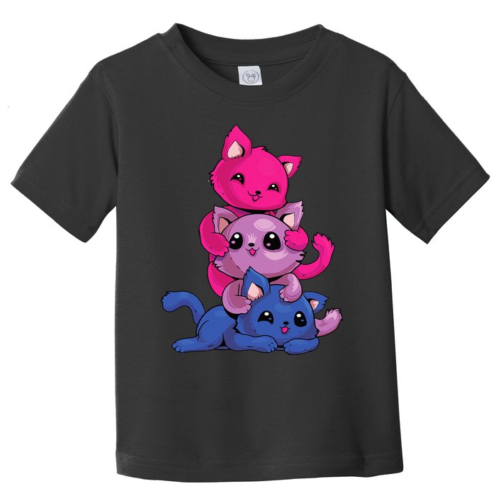 Bisexual Cat LGBT Kawaii Anime Kitten Bi Pride Flag Toddler T-Shirt